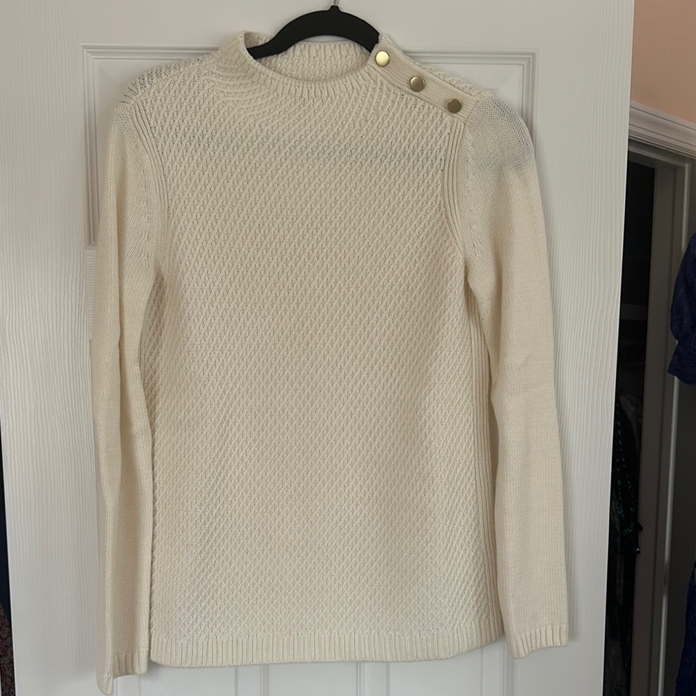 Talbot’s Elegant Cream Sweater with Button Detail